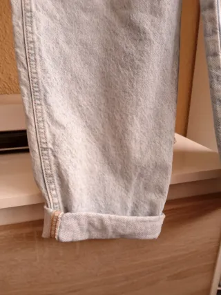 (M) Peto nuevo vaquero largo azul claro