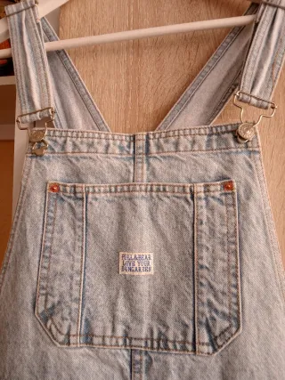 (M) Peto nuevo vaquero largo azul claro