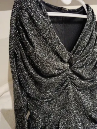 Vestido fiesta plateado lentejuelas