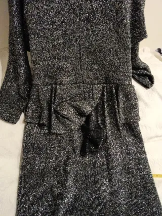 Vestido fiesta plateado lentejuelas