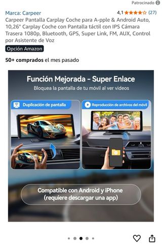 Pantalla Carplay 10.26 IPS Cámara Trasera