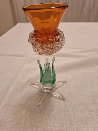 Vaso Vetro Artistico Arancio e Verde