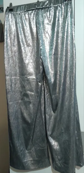 Pantalón plateado brillante
