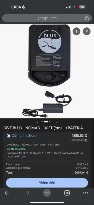 Blu3 Nemo Sistema de Buceo + Mochila