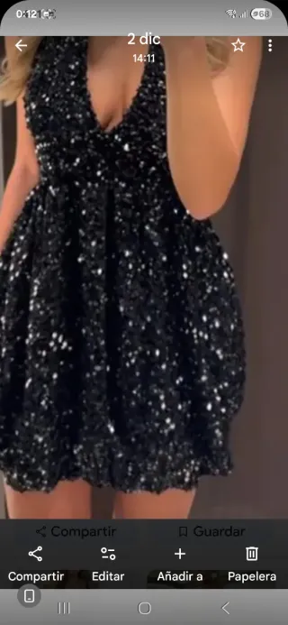 Vestido fiesta lentejuelas negro talla XL