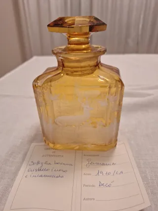 Bottiglia profumo cristallo inciso cervo