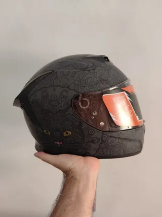 Casco Moto Integral Talla M Gris Gato