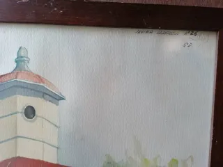 Pareja de acuarelas firmadas y numeradas con marco