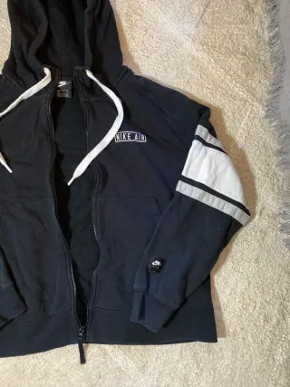Felpa Nike Air con zip nera e bianca