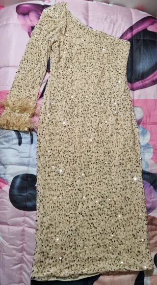Vestito donna paillettes monospalla