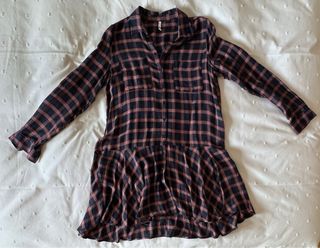 Vestido cuadros escoceses negro y rojo