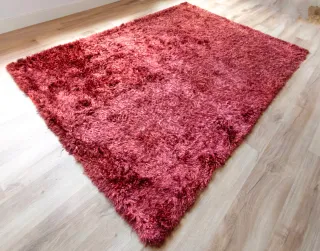 Alfombra Shaggy Roja Poliéster