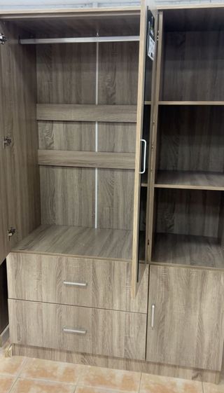 Armario ropero 3 puertas + espejo + 2 cajones