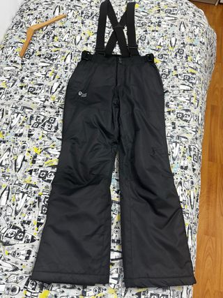 Pantalón de esquí infantil negro con tirantes