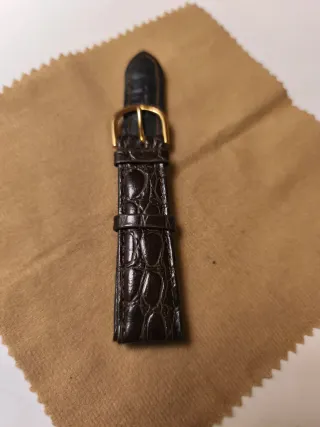 Correa de cuero para reloj, hebilla dorada