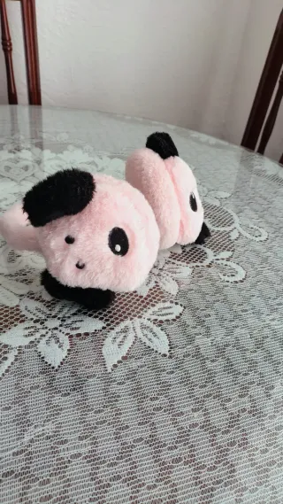 Orejeras de peluche rosa con orejas de perro