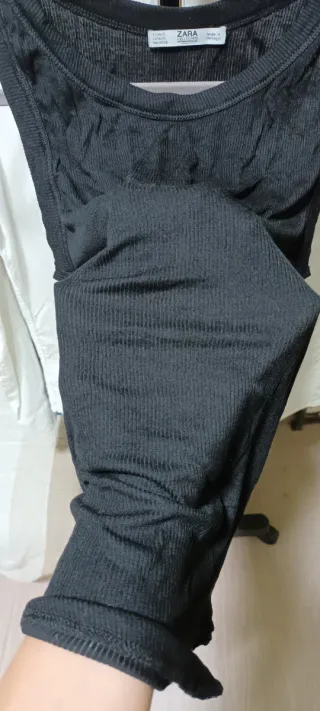 Top Zara Negro sin mangas Talla S/M