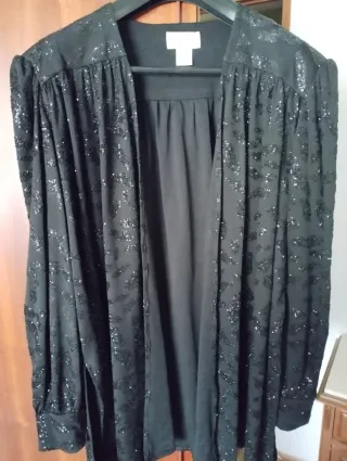 Chaqueta fiesta mujer cristales negra