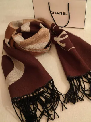 Bufanda Cachemira Marrón y Beige Mujer.