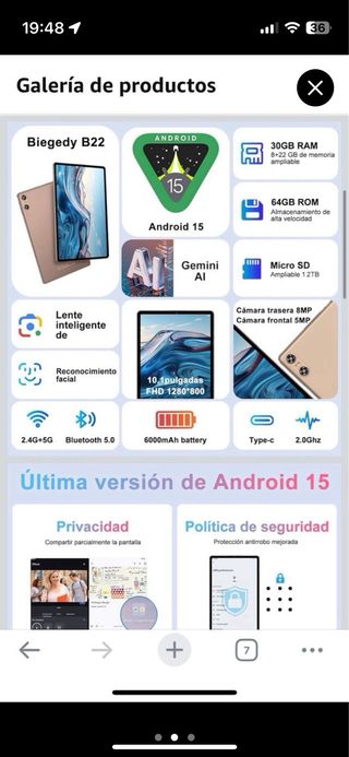 Tablet 10 Android 15 30GB RAM + 2TB Oro•NUOVA