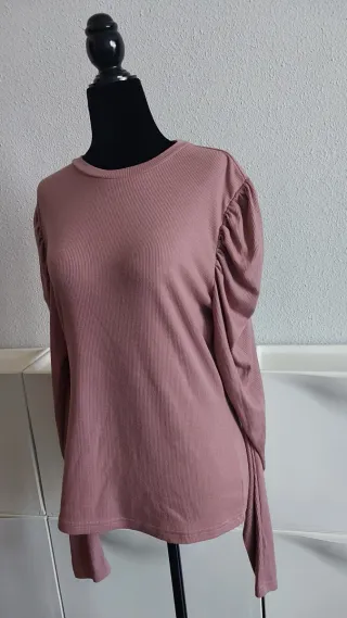 Camiseta rosa manga abullonada talla l