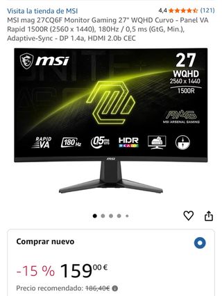Monitor MSI MAG 27CQ6F 27 WQHD 180Hz