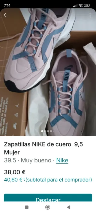 Zapatillas Nike Mujer Rosa/Celeste Talla 39.5
