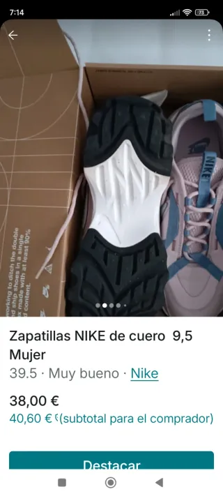 Zapatillas Nike Mujer Rosa/Celeste Talla 39.5