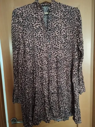 Camisa larga leopardo mujer