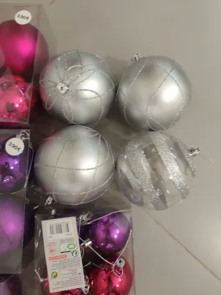 Bolas árbol Navidad (Rosa, Morado, Plata)