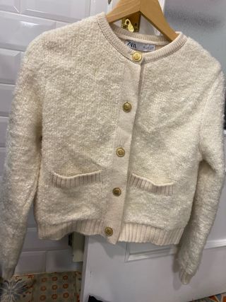 Chaqueta Zara Punto Beige Talla S