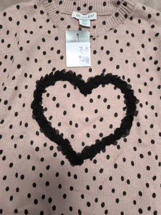 Jersey niña rosa lunares corazón 7-8 años