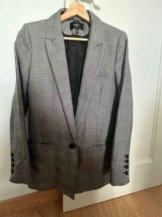 Americana Mango cuadros gris/negro