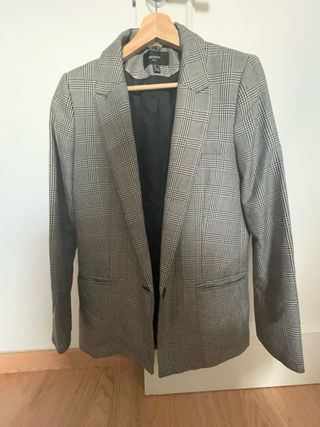 Americana Mango cuadros gris/negro