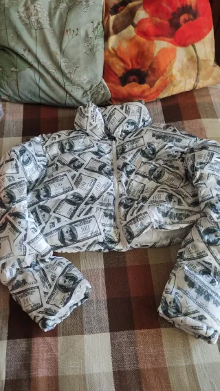 Piumino corto stampa banconote