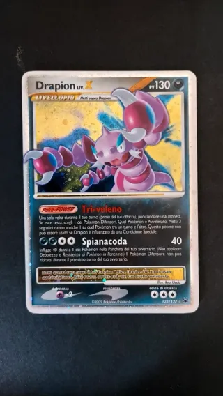 carta Pokémon Drapion Lv.X ultra rara ITA Platino