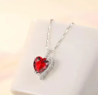 Juego Plata Ley Colgante y Pendientes Corazón