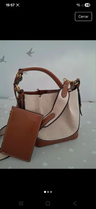 Bolso bombonera Zara beige y marrón