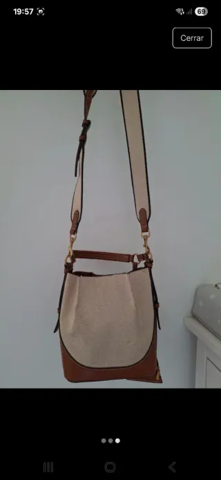 Bolso bombonera Zara beige y marrón