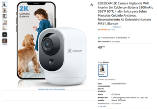 ¡¡-50%!! | COCOCAM 2K - Cámara Vigilancia Interior