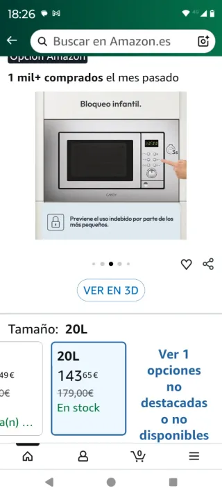 Microondas Candy integrable 20L