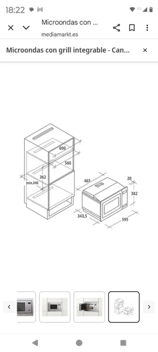 Microondas Candy integrable 20L