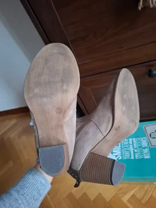 Botines Mustang Piel Nobuk Talla 40 Beige