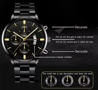Reloj Geneva Negro y Dorado Hombre
