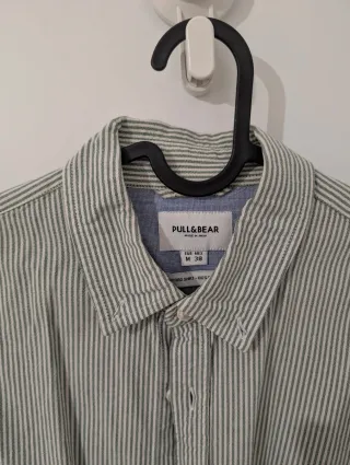 Camisa Oxford Rayas Verdes Pull&Bear Talla M