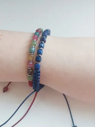 Braccialetto pietre naturali blu e argento