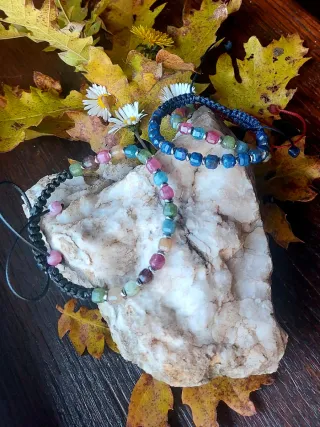 Braccialetto pietre naturali blu e argento