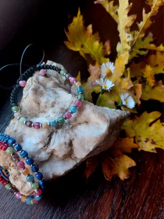 Braccialetto pietre naturali blu e argento