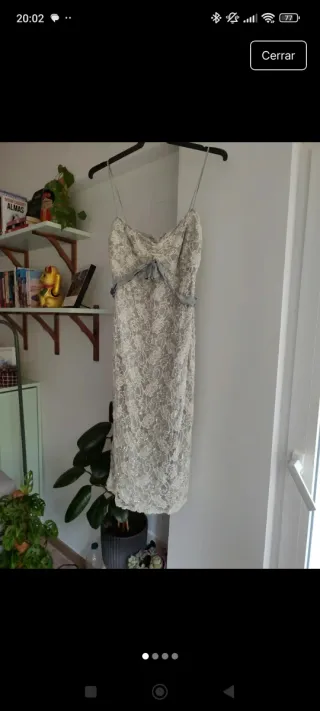 Vestido de fiesta gris y blanco Talla M