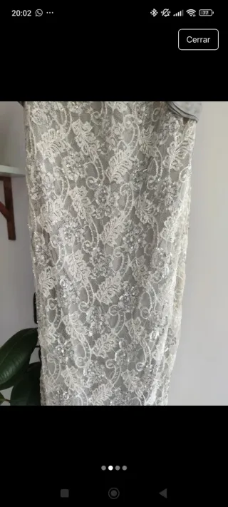 Vestido de fiesta gris y blanco Talla M